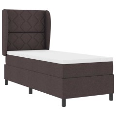 vidaXL Letto con molle e materasso - Marrone scuro, 80x200 cm, in tessuto