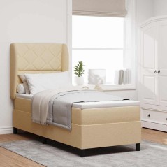 vidaXL Letto a molle con materasso - Crema, 80x200 cm in tessuto
