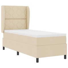vidaXL Letto a molle con materasso - Crema, 80x200 cm in tessuto