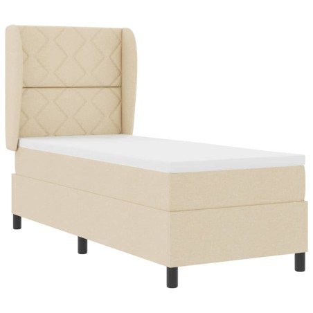 vidaXL Letto a molle con materasso - Crema, 80x200 cm in tessuto