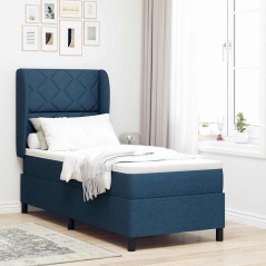vidaXL Letto con Box Spring e Materasso - Blu, 80x200 cm, Tessuto