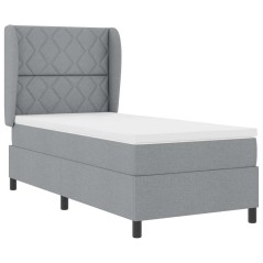 vidaXL Letto a molle con materasso, 90 x 190 cm, in tessuto grigio chiaro