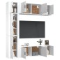 Set di Mobili Porta TV 7 pz Bianco in Legno Multistrato Set di Mobili Porta TV 7 pz Bianco in Legno Multistrato