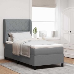 vidaXL Letto a molle con materasso - grigio chiaro, 90x200 cm, tessuto