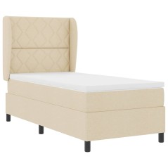 vidaXL Letto con molle e materasso Crema, 90x200 cm, tessuto