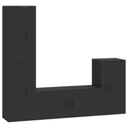 Set Mobili Porta TV 4 pz Nero in Legno Multistrato