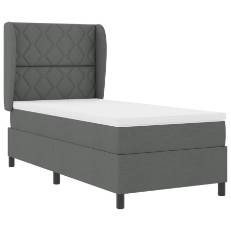 vidaXL Letto a molle con materasso grigio scuro - 100x200 cm in tessuto