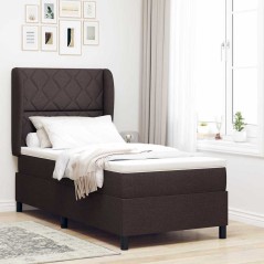 vidaXL Letto a molle con testiera Marrone scuro 100 x 200 cm Tessuto