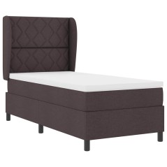 vidaXL Letto a molle con testiera Marrone scuro 100 x 200 cm Tessuto