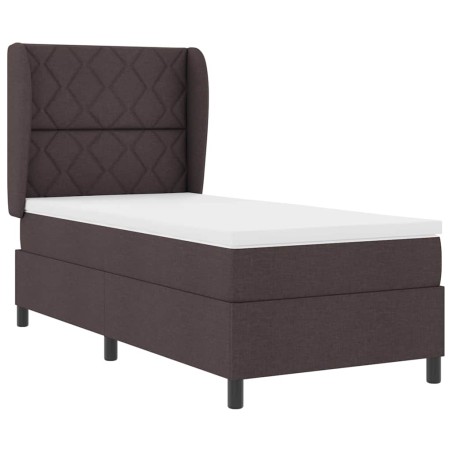 vidaXL Letto a molle con testiera Marrone scuro 100 x 200 cm Tessuto