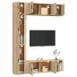 Set di Mobili Porta TV 7 pz Rovere Sonoma in Legno Multistrato Set di Mobili Porta TV 7 pz Rovere Sonoma in Legno Multistrato