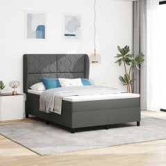 vidaXL Letto Box Spring Grigio Scuro, 140x200 cm in Tessuto