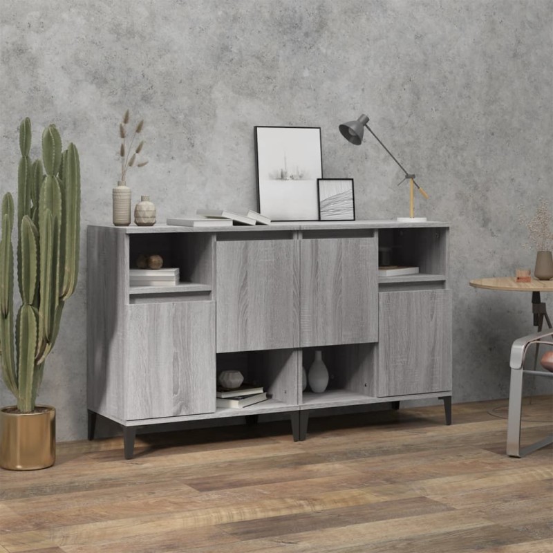 Credenze 2pz Grigio Sonoma 60x35x70 cm in Legno Multistrato Credenze 2pz Grigio Sonoma 60x35x70 cm in Legno Multistrato