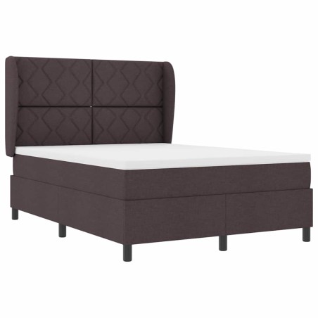 vidaXL Letto con molle e materasso marrone scuro - 140x200 cm in tessuto