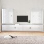 Set Mobili Porta TV 8pz Bianco Lucido in Legno Multistrato Set Mobili Porta TV 8pz Bianco Lucido in Legno Multistrato