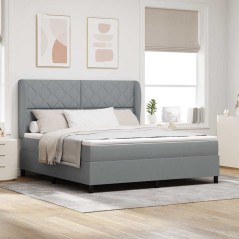 vidaXL Letto a molle con materasso - Grigio chiaro, 180x200 cm, in tessuto