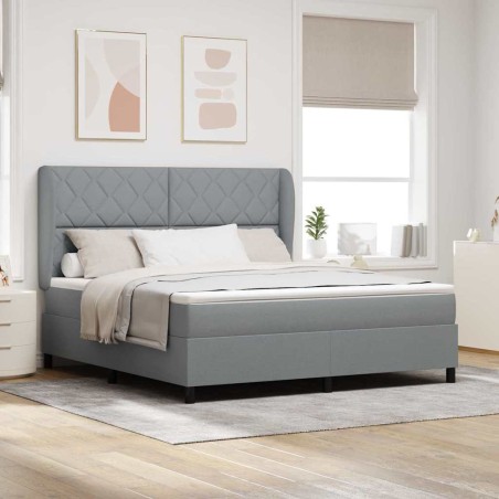 vidaXL Letto a molle con materasso - Grigio chiaro, 180x200 cm, in tessuto