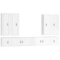 Set Mobili Porta TV 8pz Bianco Lucido in Legno Multistrato Set Mobili Porta TV 8pz Bianco Lucido in Legno Multistrato