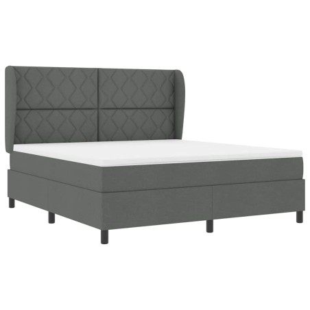 vidaXL Letto a molle box con materasso in grigio scuro, 180x200 cm in tessuto