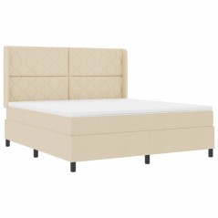 vidaXL Letto a molle con materasso - crema 180x200 cm, tessuto