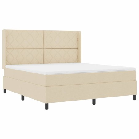 vidaXL Letto a molle con materasso - crema 180x200 cm, tessuto