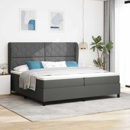 vidaXL Letto a molle con materasso grigio scuro, 200x200 cm.