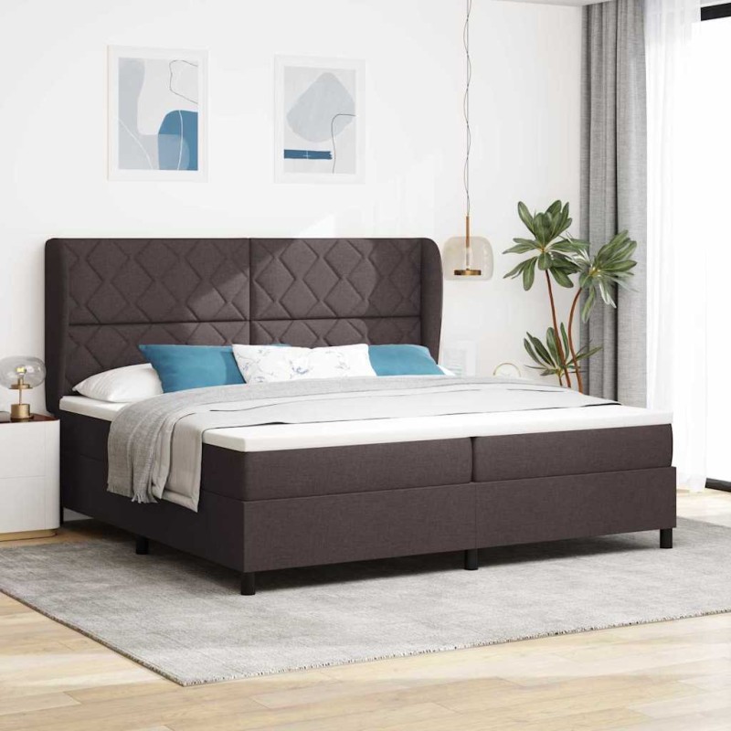 vidaXL Letto a molle con materasso marrone scuro, 200 x 200 cm in stoffa