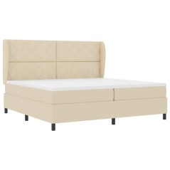 vidaXL Box spring con materasso - crema - 200x200 cm, tessuto
