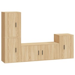 Set di Mobili Porta TV 4 pz Rovere Sonoma in Legno Multistrato