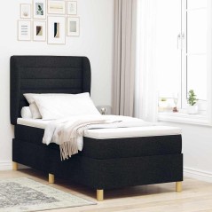 vidaXL Letto Box Spring con Materasso Nero 100x200 cm Tessuto
