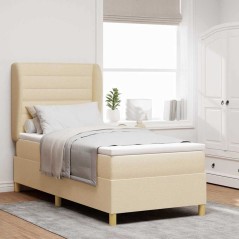 vidaXL Letto a Molla con Materasso in Panna, 100x200 cm, Tessuto