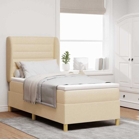 vidaXL Letto a Molla con Materasso in Panna, 100x200 cm, Tessuto