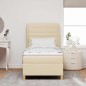 vidaXL Letto a Molla con Materasso in Panna, 100x200 cm, Tessuto