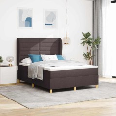 vidaXL Letto a Molle con Materasso Marrone Scuro 140x200 cm Tessuto