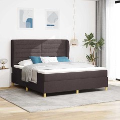 vidaXL Letto a Box con Materasso Marrone Scuro 180x200 cm Tessuto