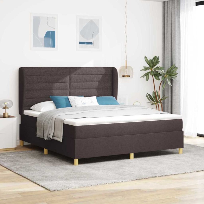 vidaXL Letto a Box con Materasso Marrone Scuro 180x200 cm Tessuto