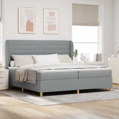 Letto con rete a doghe e materasso vidaXL - Grigio chiaro, 200x200 cm, Tessuto