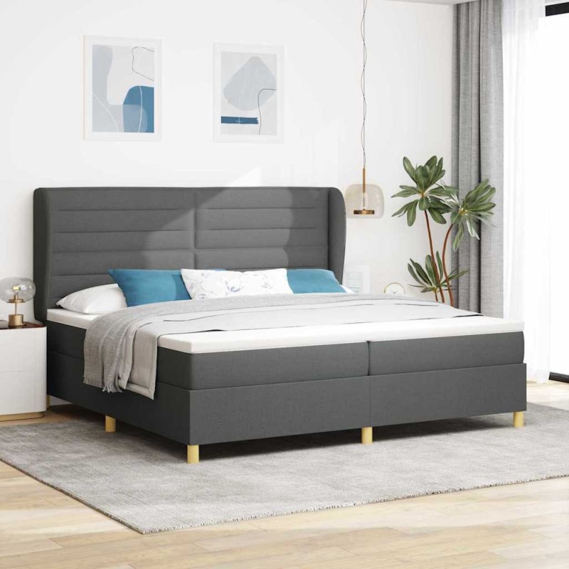 Letto Box Spring vidaXL con Materasso Grigio Scuro 200x200 cm Tessuto