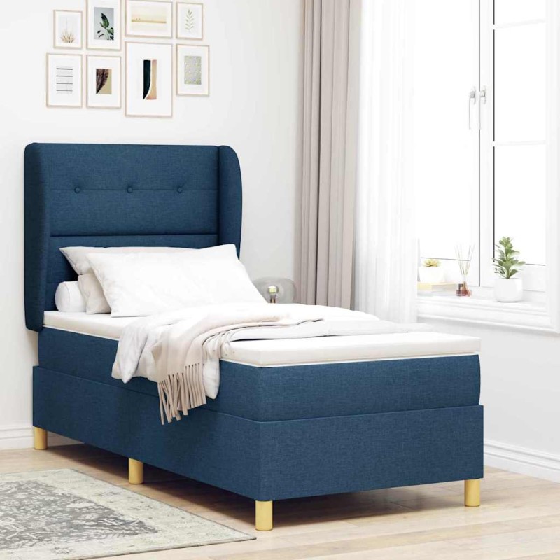 Letto a Molle con Materasso vidaXL Blu 90x200 cm Tessuto Letto a Molle con Materasso vidaXL Blu 90x200 cm Tessuto