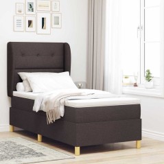 vidaXL Letto Box Spring con Materasso Marrone Scuro 100x200 cm Tessuto