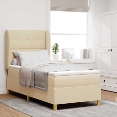 vidaXL Letto Box Spring con Materasso - Crema, 100x200 cm, Tessuto