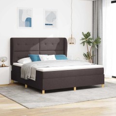 vidaXL Letto con rete a molle e materasso Marrone Scuro 180x200 cm Tessuto