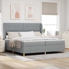 vidaXL Box Spring Bed con Materasso in Grigio Chiaro, 200x200 cm, Tessuto