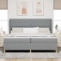 vidaXL Box Spring Bed con Materasso in Grigio Chiaro, 200x200 cm, Tessuto vidaXL Box Spring Bed con Materasso in Grigio Chiaro, 200x200 cm, Tessuto