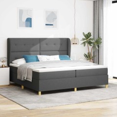 vidaXL Letto a Molle con Materasso Grigio Scuro 200x200 cm in Tessuto