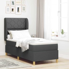 vidaXL Letto a Box Spring con Materasso Grigio Scuro 80x200 cm in Tessuto
