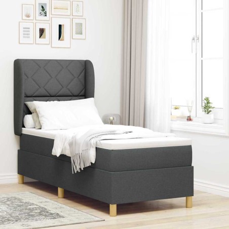 vidaXL Letto a Box Spring con Materasso Grigio Scuro 80x200 cm in Tessuto