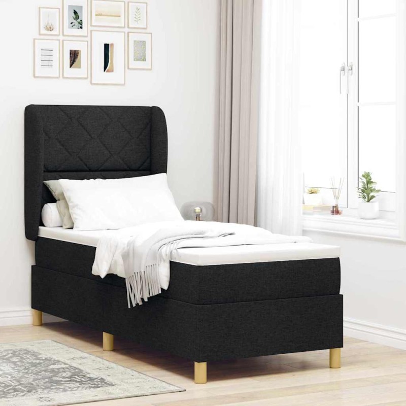 vidaXL Letto Box con Materasso Nero 80x200 cm Tessuto vidaXL Letto Box con Materasso Nero 80x200 cm Tessuto