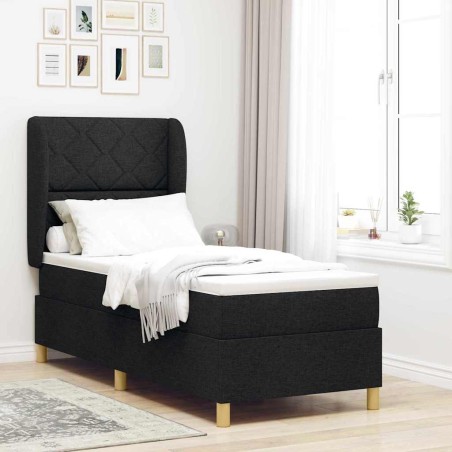vidaXL Letto Box con Materasso Nero 80x200 cm Tessuto