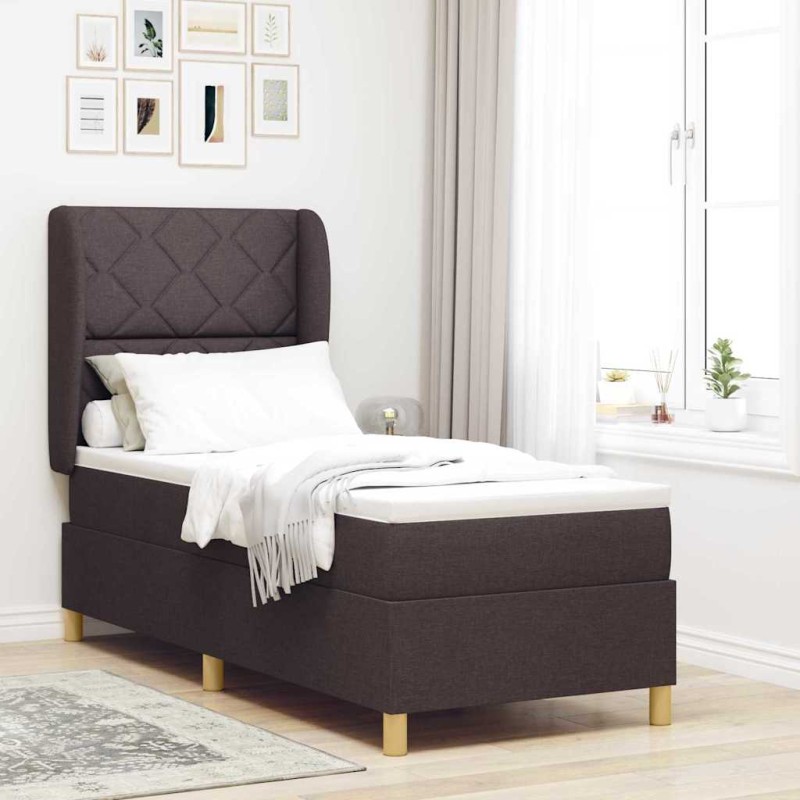 Letto a Box Spring con Materasso vidaXL Marrone Scuro 80x200 cm Tessuto Letto a Box Spring con Materasso vidaXL Marrone Scuro 80x200 cm Tessuto